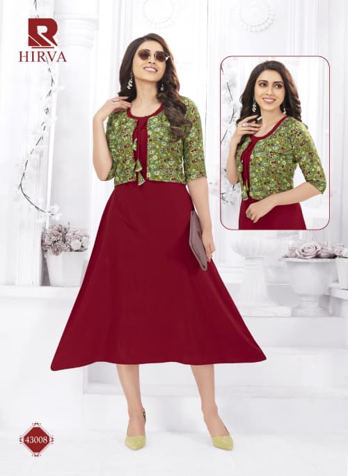 Raashi Hirva Designer Fancy Ethnic Wear Crepe Silk Anarkali Kurti Collection